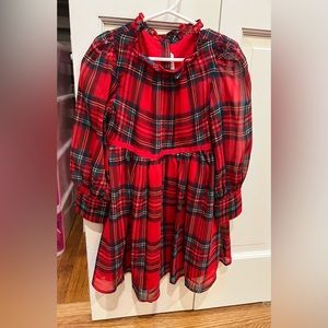 Janie & Jack Girls Red Plaid Chiffon Dress
